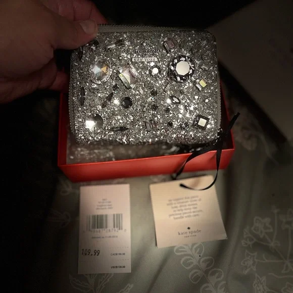 Kate spade rare beautiful Dani Brighton Lane silver multi gem glass wallet. - Picture 13 of 16